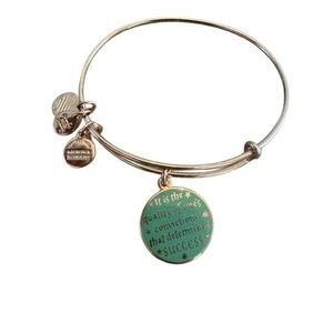 Alex and Ani Gold Bracelet with Green Inspirational Charm